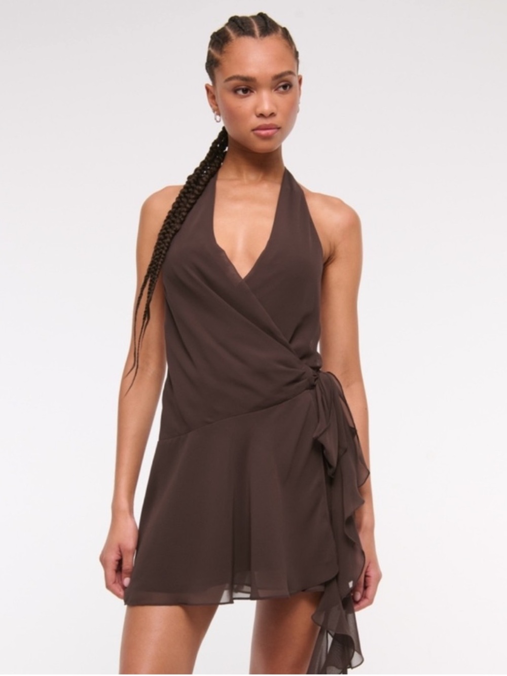 NWT - Abercrombie & Fitch - Draped Halter Mini Dress in Brown